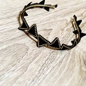 Headband with black felt triangles lined gold dots